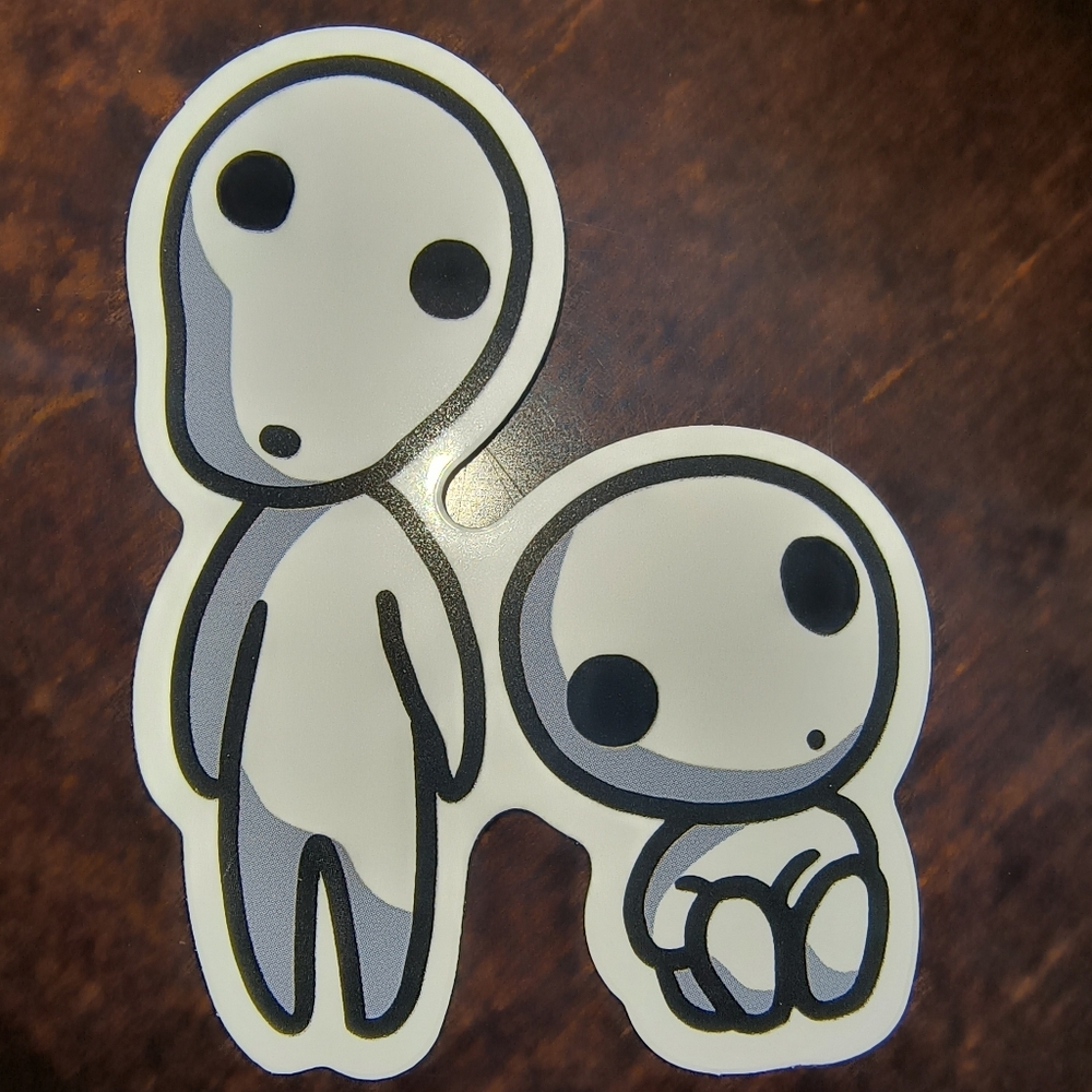 Hand-Drawn Ghost Duo Vinyl Sticker Studio Ghibli Princess Mononoke
